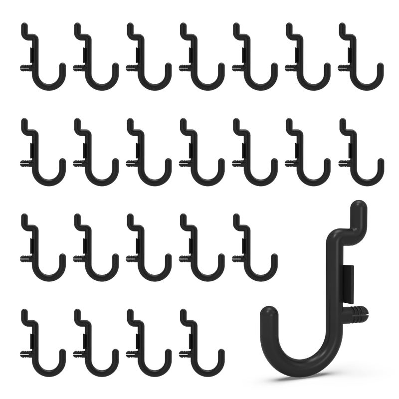 HUHOLE Pegboard Plastic Hooks  Designed for 1/4"" Metal Pegboard Panel  Black  100PC - Image 1